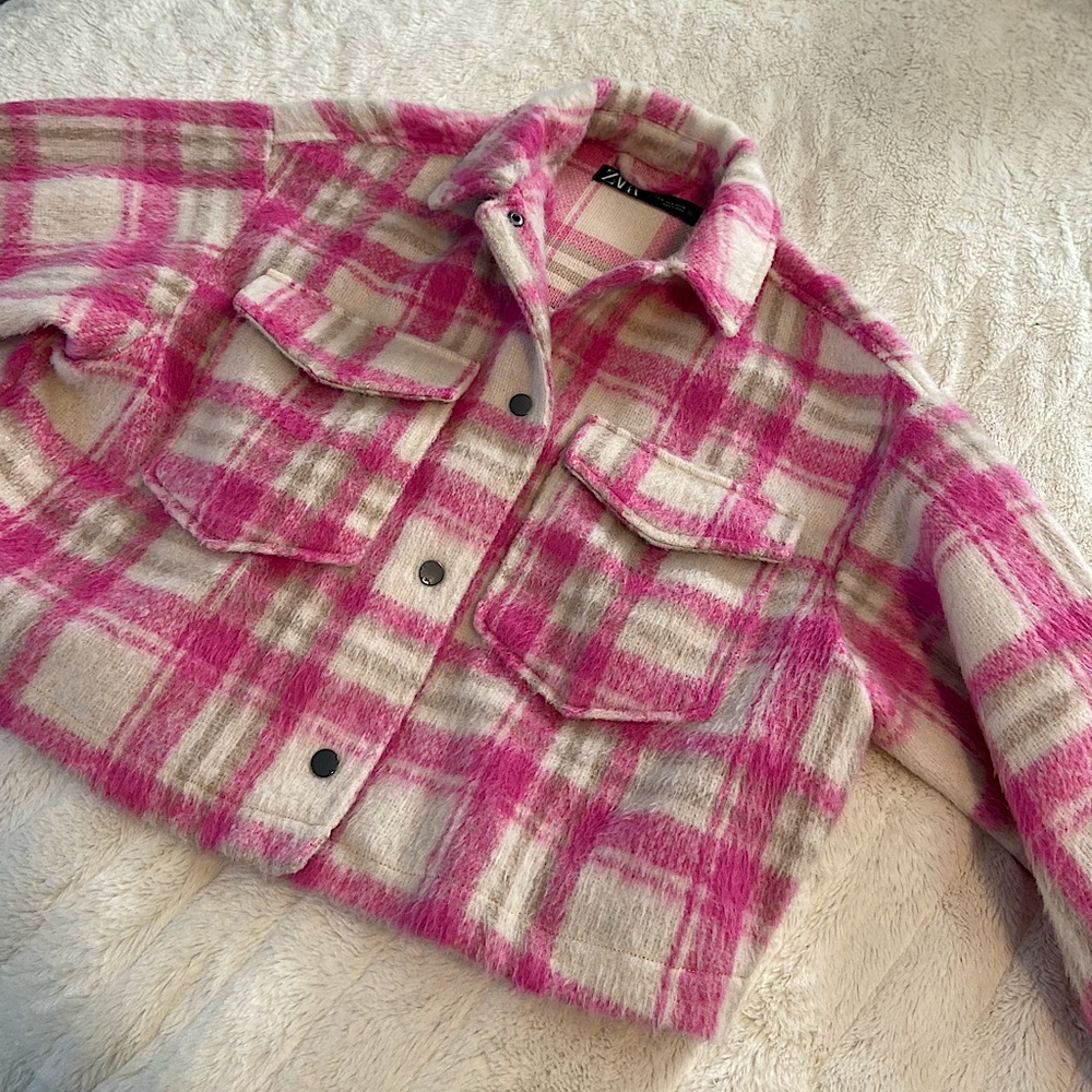 Pink plaid Zara Jacket, size SM